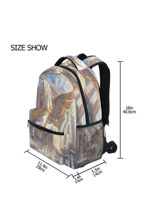 Backpack Schoolbag Winged Pegasus Pattern 15L/18L 2-SIZE