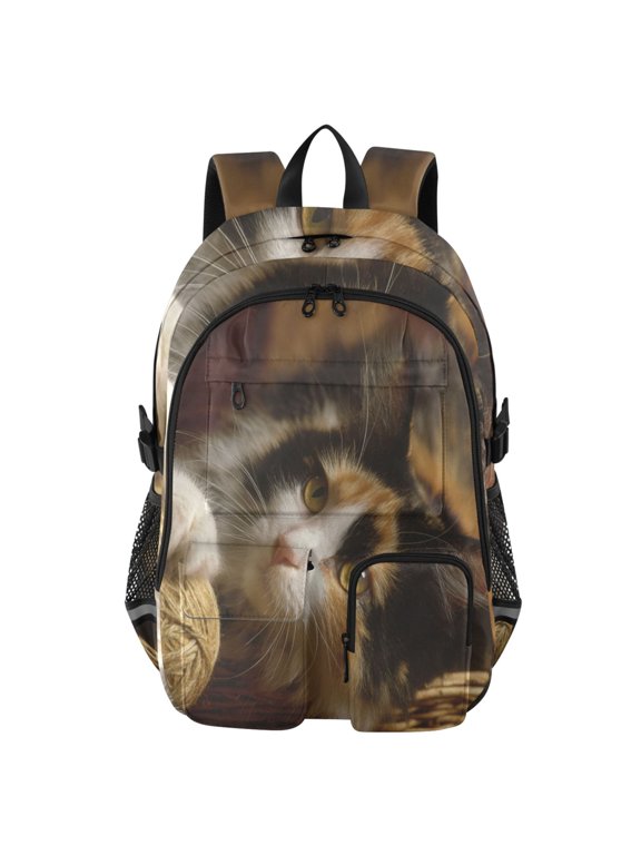 Basket Napper Backpack for School 14Laptop Compatible with Reflective Safety Strips