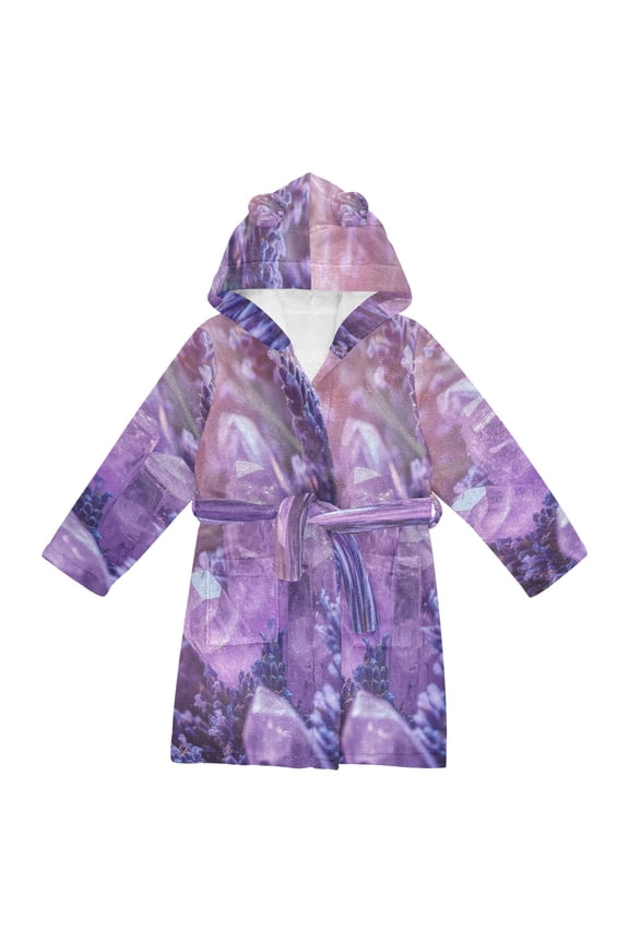 Bathrobes Belt Hooded Amethyst Crystals in Bloom Creative Pattern
