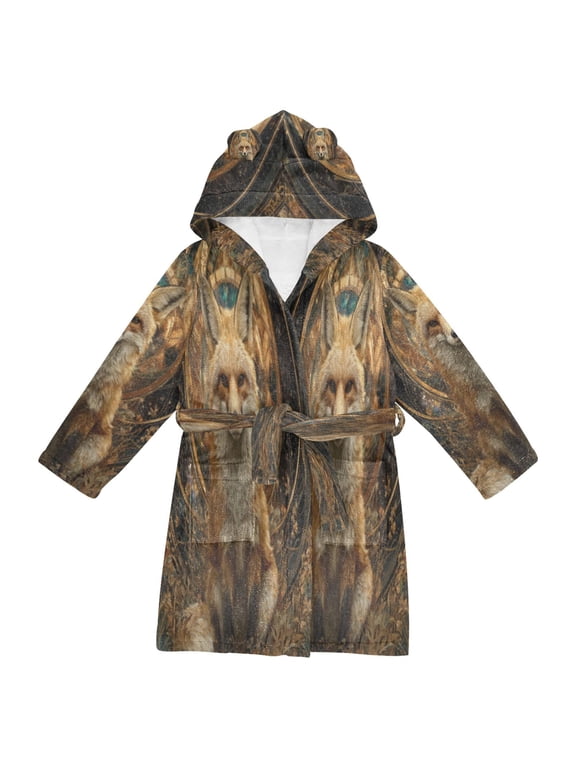 Bathrobes Belt Hooded Arcane Fox Medallion Creative Pattern