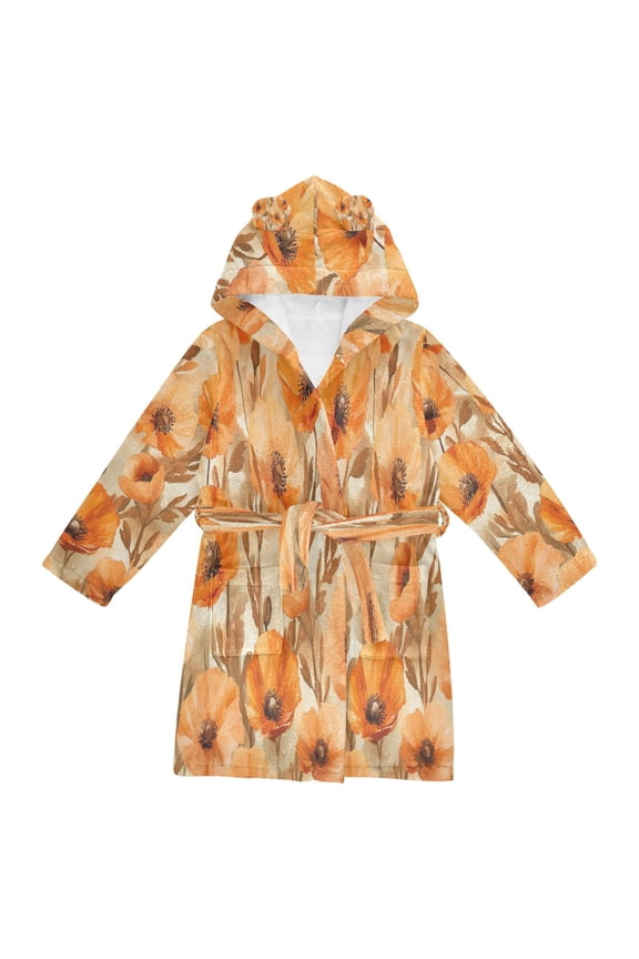 Bathrobes Belt Hooded Autumn Poppies Creative Pattern