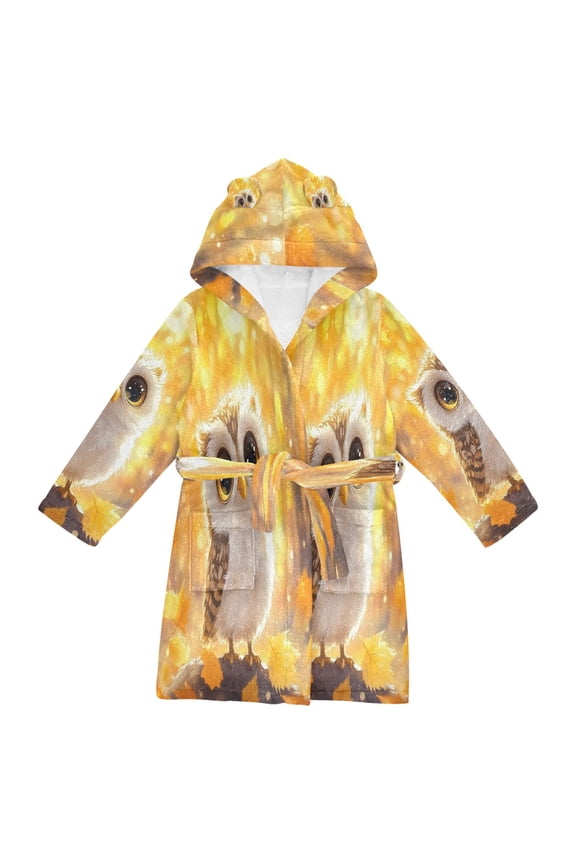 Bathrobes Belt Hooded Autumn’s Wise Little Owl Creative Pattern