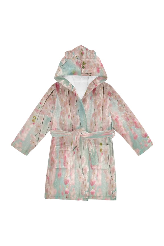 Bathrobes Belt Hooded Blossoming Serenity Creative Pattern