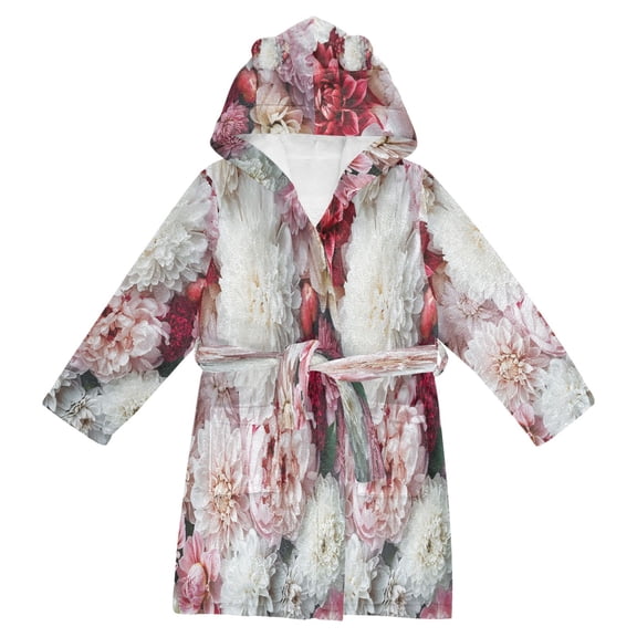 DIXRUYEE Bathrobes Belt Hooded Blossoms in Soft Focus Creative Pattern