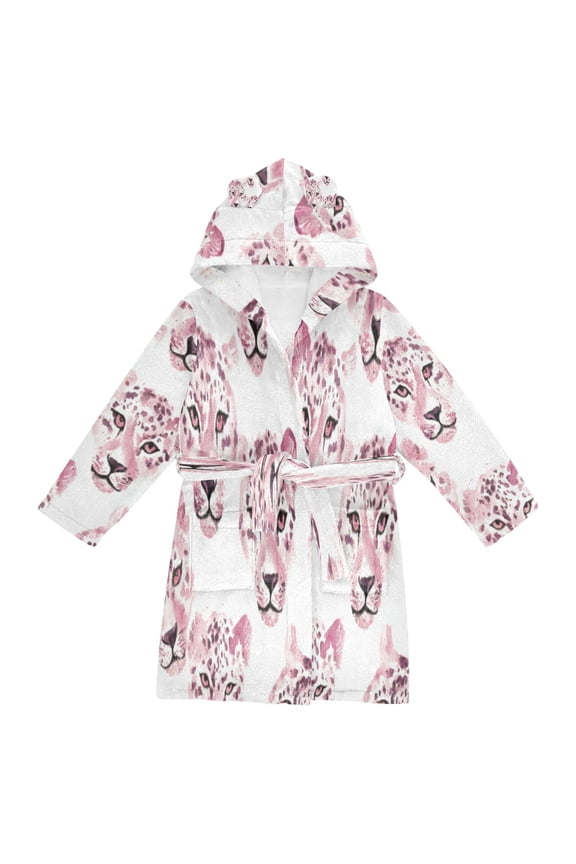 Bathrobes Belt Hooded Blush Leopard Repeat Creative Pattern
