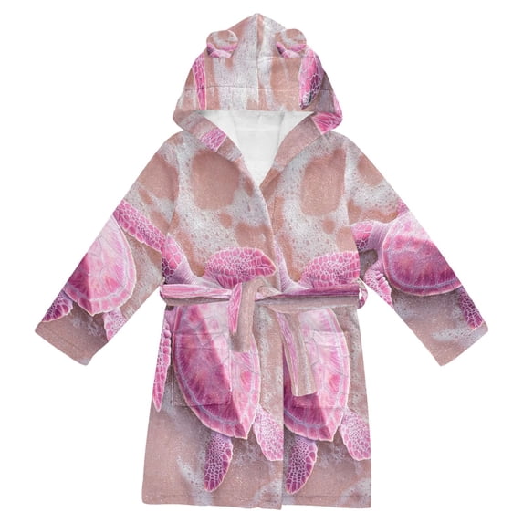 DIXRUYEE Bathrobes Belt Hooded Blush Turtle Creative Pattern