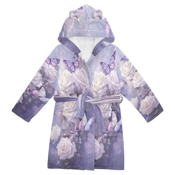 DIXRUYEE Bathrobes Belt Hooded Butterfly Serenade Creative Pattern