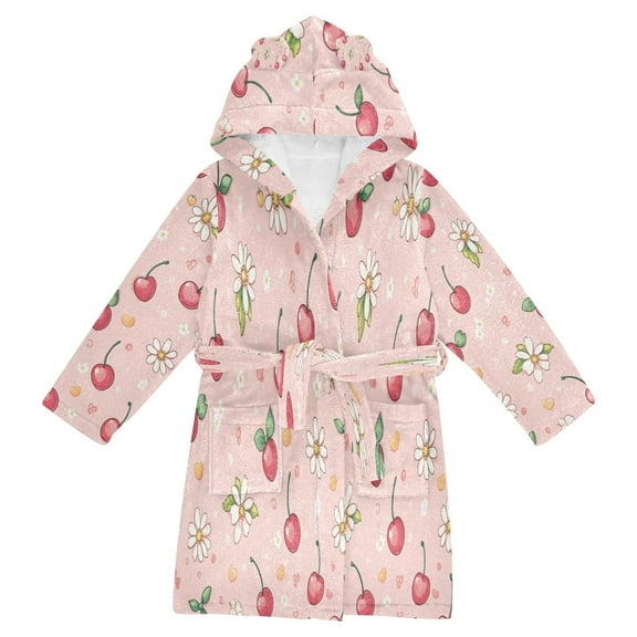 DIXRUYEE Bathrobes Belt Hooded Cherry Blossom Delight Creative Pattern