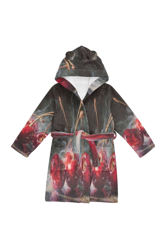 Bathrobes Belt Hooded Cherry Inferno Creative Pattern