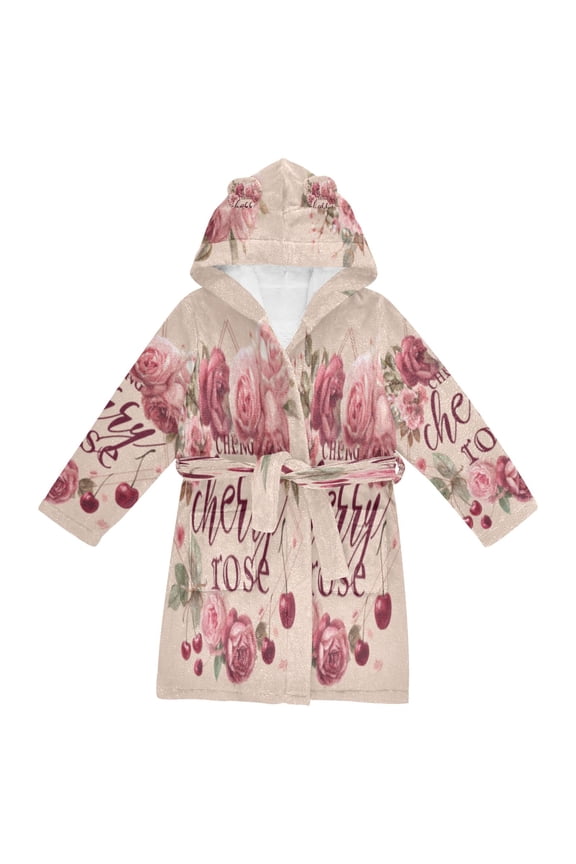 Bathrobes Belt Hooded Cherry Rose Creative Pattern