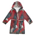 thumbnail image 1 of DIXRUYEE Bathrobes Belt Hooded Clash Of Feathers and Fire Creative Pattern, 1 of 8