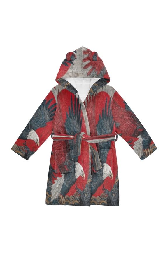 Bathrobes Belt Hooded Clash Of Feathers and Fire Creative Pattern