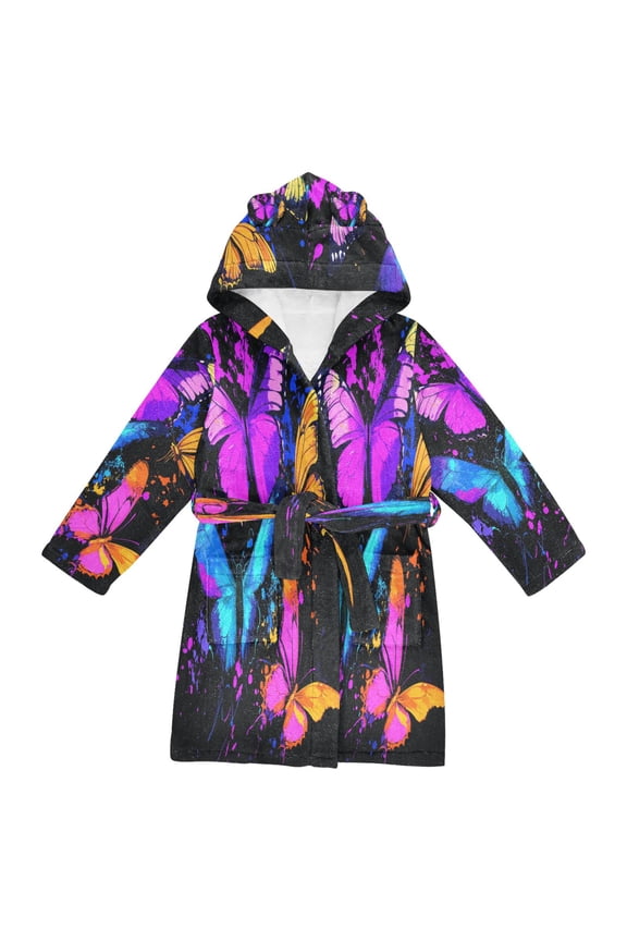 Bathrobes Belt Hooded Colorful Butterfly Symphony Creative Pattern