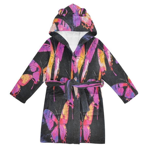 DIXRUYEE Bathrobes Belt Hooded Colorful Flight Creative Pattern