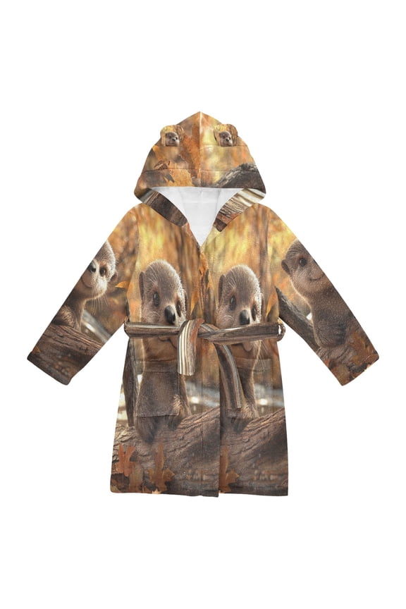 Bathrobes Belt Hooded Cute Wilderness Explorer Creative Pattern