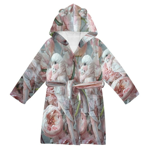 DIXRUYEE Bathrobes Belt Hooded Elegant Dove Among Blooms Creative Pattern