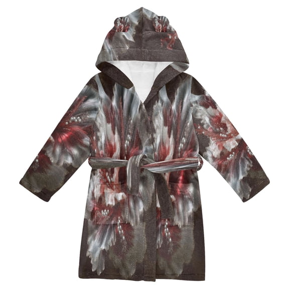 DIXRUYEE Bathrobes Belt Hooded Ent Petal Reverie Creative Pattern