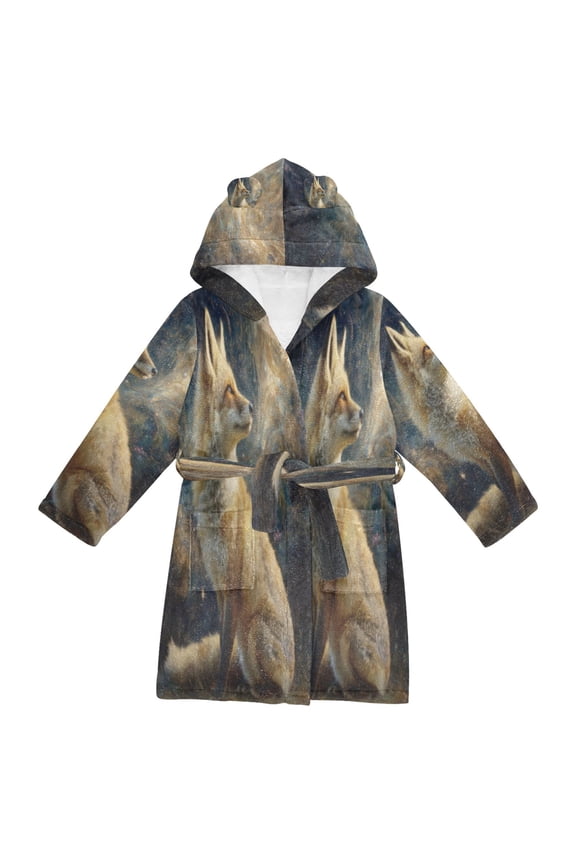Bathrobes Belt Hooded Ethereal Fox Reverie Creative Pattern