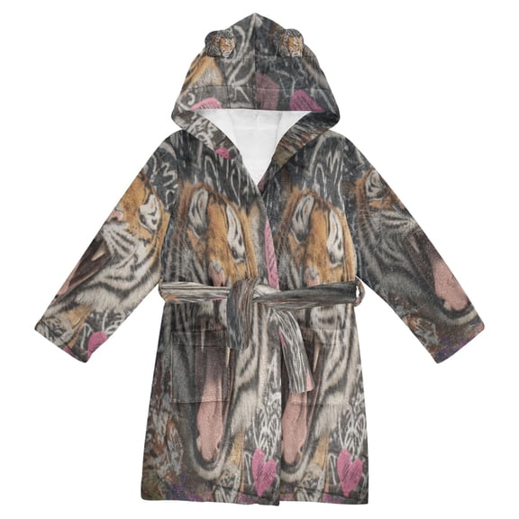 DIXRUYEE Bathrobes Belt Hooded Ferocious Bloom Creative Pattern