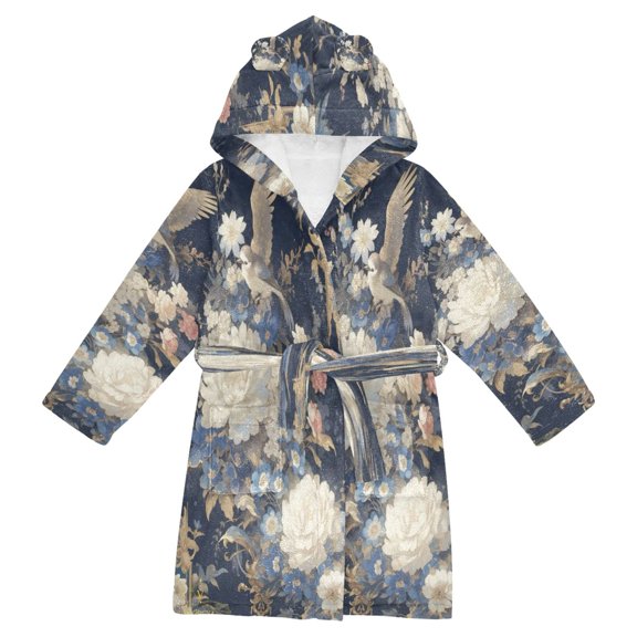 DIXRUYEE Bathrobes Belt Hooded Floraframe Creative Pattern