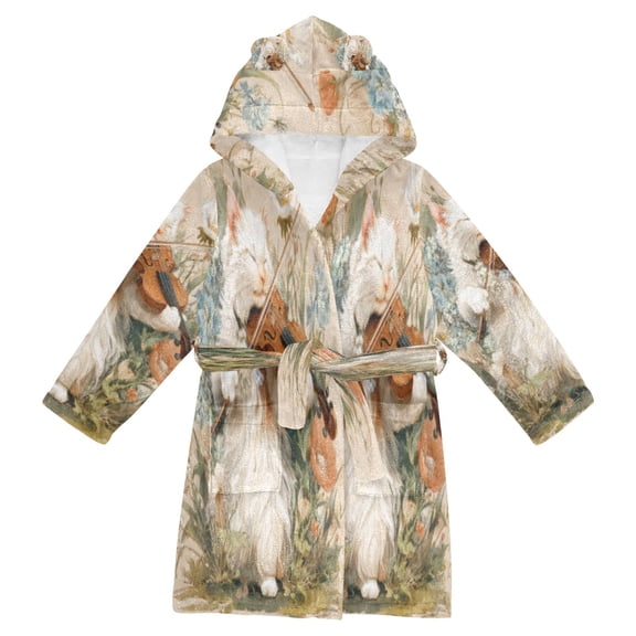DIXRUYEE Bathrobes Belt Hooded Garden Kitten Serenade Creative Pattern