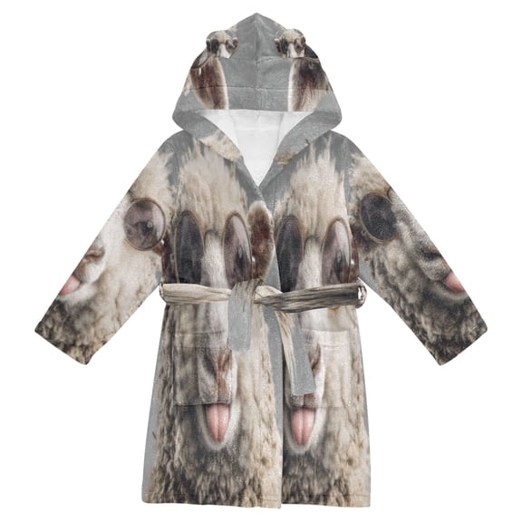 DIXRUYEE Bathrobes Belt Hooded Glasses and Grin Creative Pattern