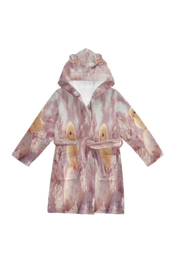 Bathrobes Belt Hooded Golden Hatchling Among Blooms Creative Pattern