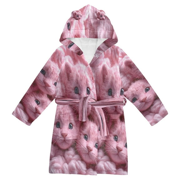DIXRUYEE Bathrobes Belt Hooded Kitten Dreams in Puff Creative Pattern