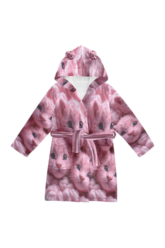 Bathrobes Belt Hooded Kitten Dreams in Puff Creative Pattern