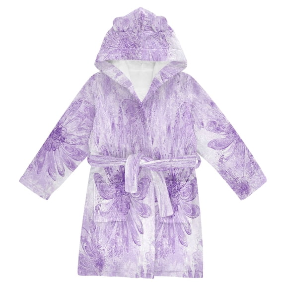 DIXRUYEE Bathrobes Belt Hooded Lavender Floral Elegance Creative Pattern