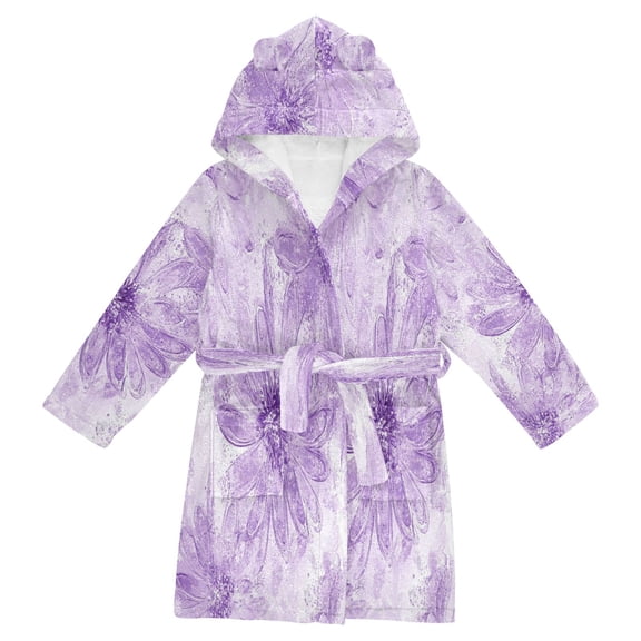 DIXRUYEE Bathrobes Belt Hooded Lavender Petal Tapestry Creative Pattern