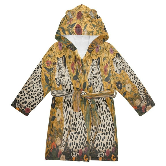 DIXRUYEE Bathrobes Belt Hooded Leopard Serenade Creative Pattern