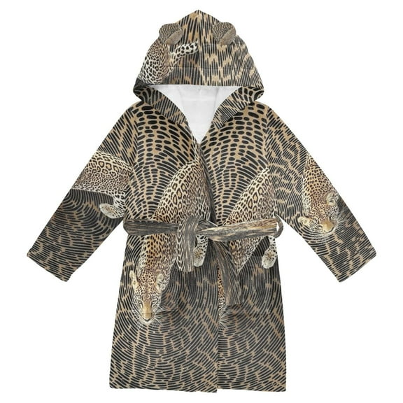 DIXRUYEE Bathrobes Belt Hooded Leopard Swirl Creative Pattern