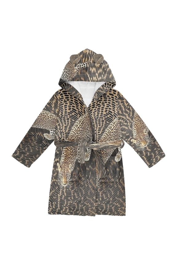 Bathrobes Belt Hooded Leopard Swirl Creative Pattern