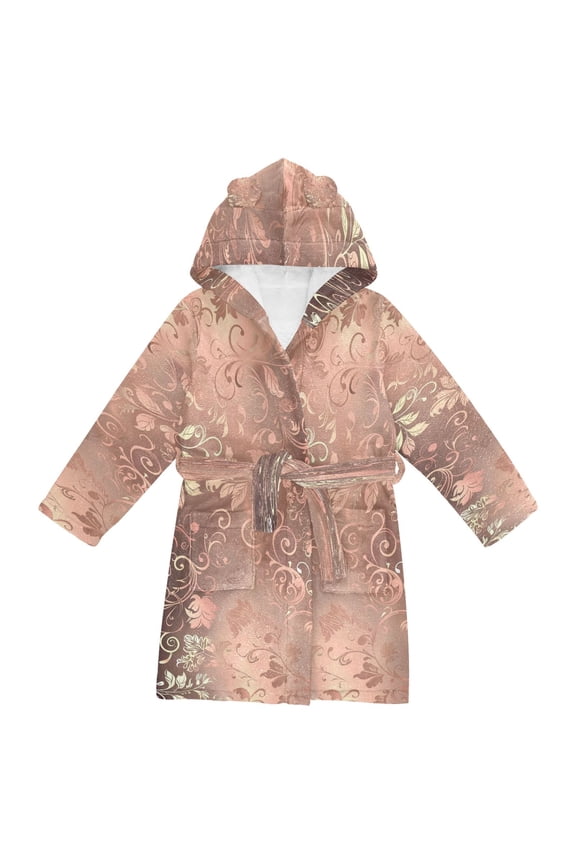 Bathrobes Belt Hooded Luxurious Gold Floral Pattern Creative Pattern