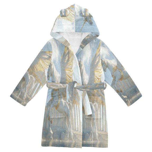 DIXRUYEE Bathrobes Belt Hooded Majestics Winged Pegasus Creative Pattern