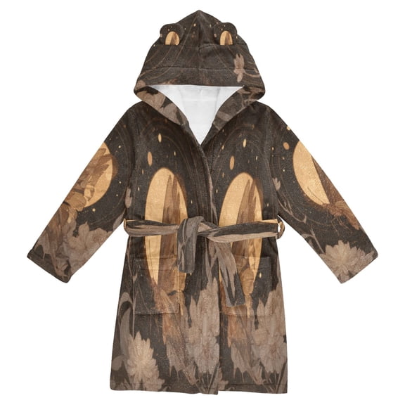 DIXRUYEE Bathrobes Belt Hooded Midnight Flight Among Blossoms Creative Pattern
