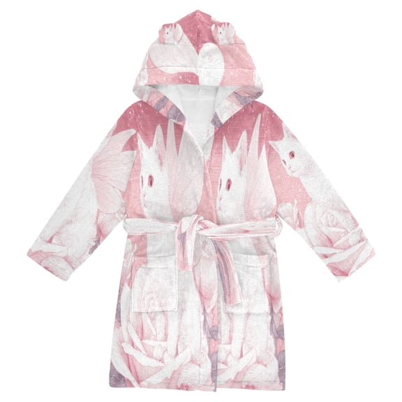DIXRUYEE Bathrobes Belt Hooded Moonlit Fairy Cat Creative Pattern