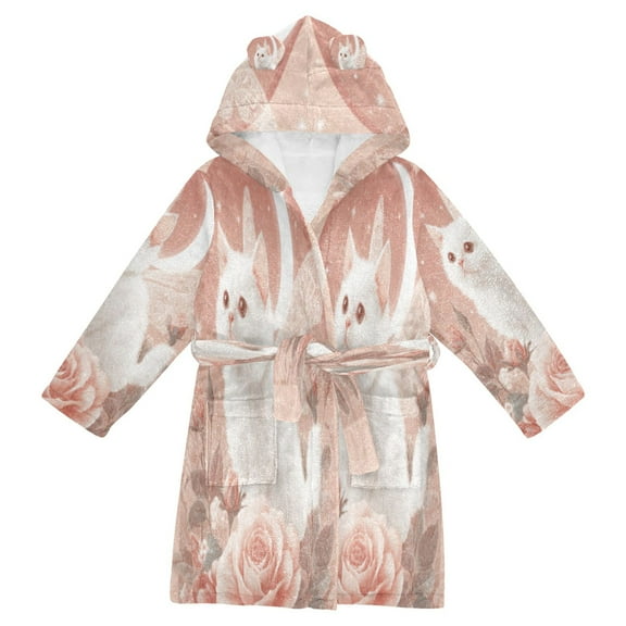 DIXRUYEE Bathrobes Belt Hooded Moonlit Fairy Cat Creative Pattern