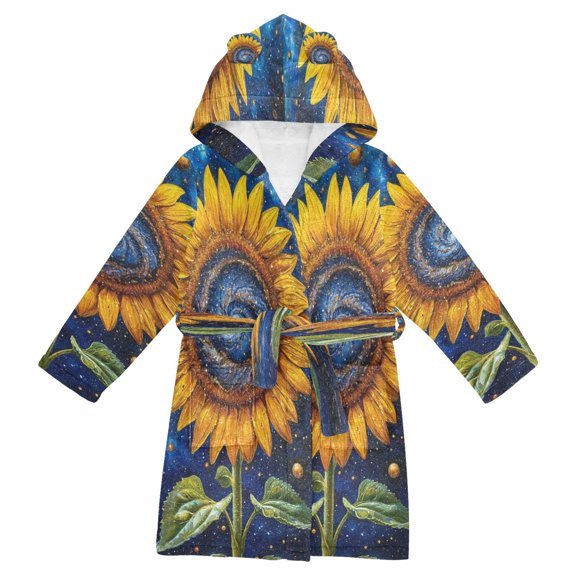 DIXRUYEE Bathrobes Belt Hooded Neon Palms Creative Pattern