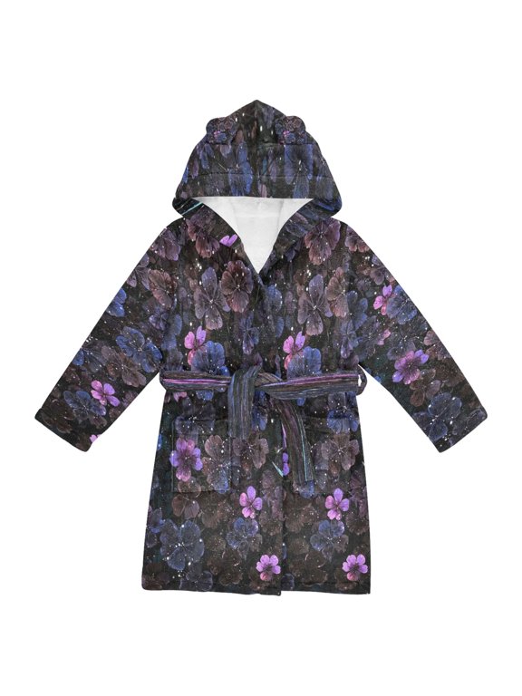 Bathrobes Belt Hooded Nightfall Blooms Creative Pattern