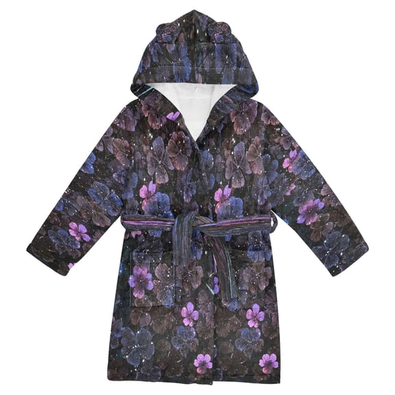 DIXRUYEE Bathrobes Belt Hooded Nightfall Blooms Creative Pattern
