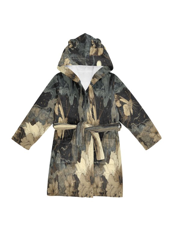 Bathrobes Belt Hooded Nocturnal Bloom Creative Pattern