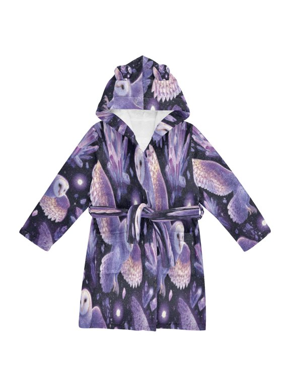 Bathrobes Belt Hooded Owl Magic Creative Pattern