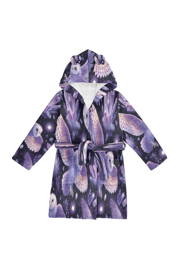 Bathrobes Belt Hooded Owl Magic Creative Pattern
