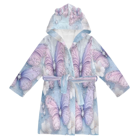 DIXRUYEE Bathrobes Belt Hooded Pastel Butterfly Dreams Creative Pattern