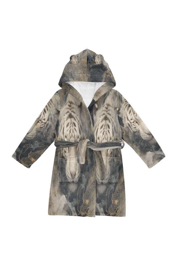 Bathrobes Belt Hooded Phantom White Tiger Creative Pattern