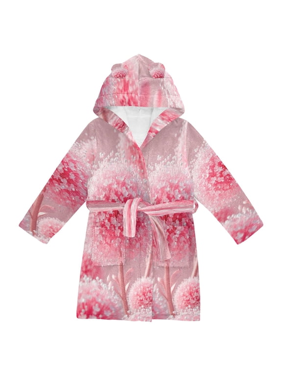 Bathrobes Belt Hooded Pink Bloom Creative Pattern