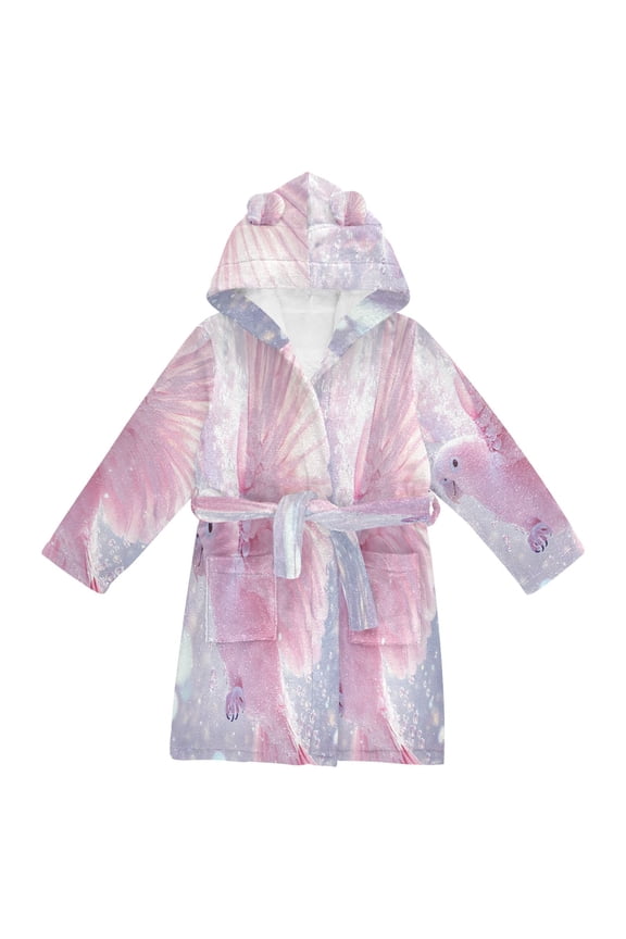 Bathrobes Belt Hooded Pink Feathers and Sparkles Creative Pattern