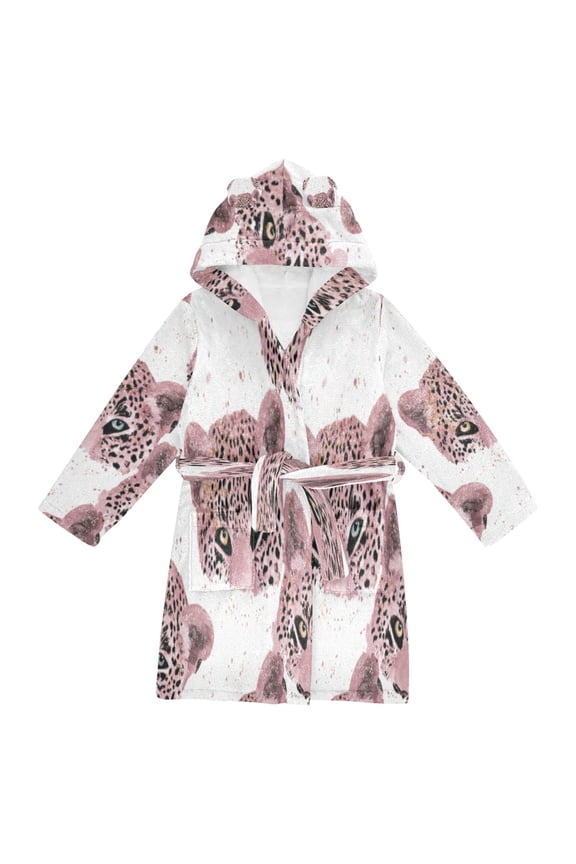 Bathrobes Belt Hooded Pink Leopard Creative Pattern